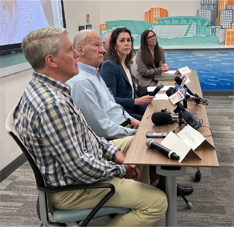 Cooper Elliott attorneys speaking at Cincinnati press conference